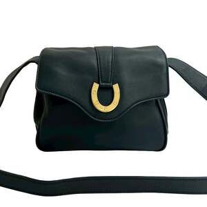 GUCCI (Old Gucci) Vintage Horseshoe Leather Shoulder Bag/Pochette, Navy, i36-8
